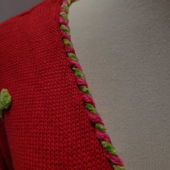 New Quacker Factory Sweater Cardigan Dogs Cats Animals Print Red Size 3X 3XL - Picture 7 of 9